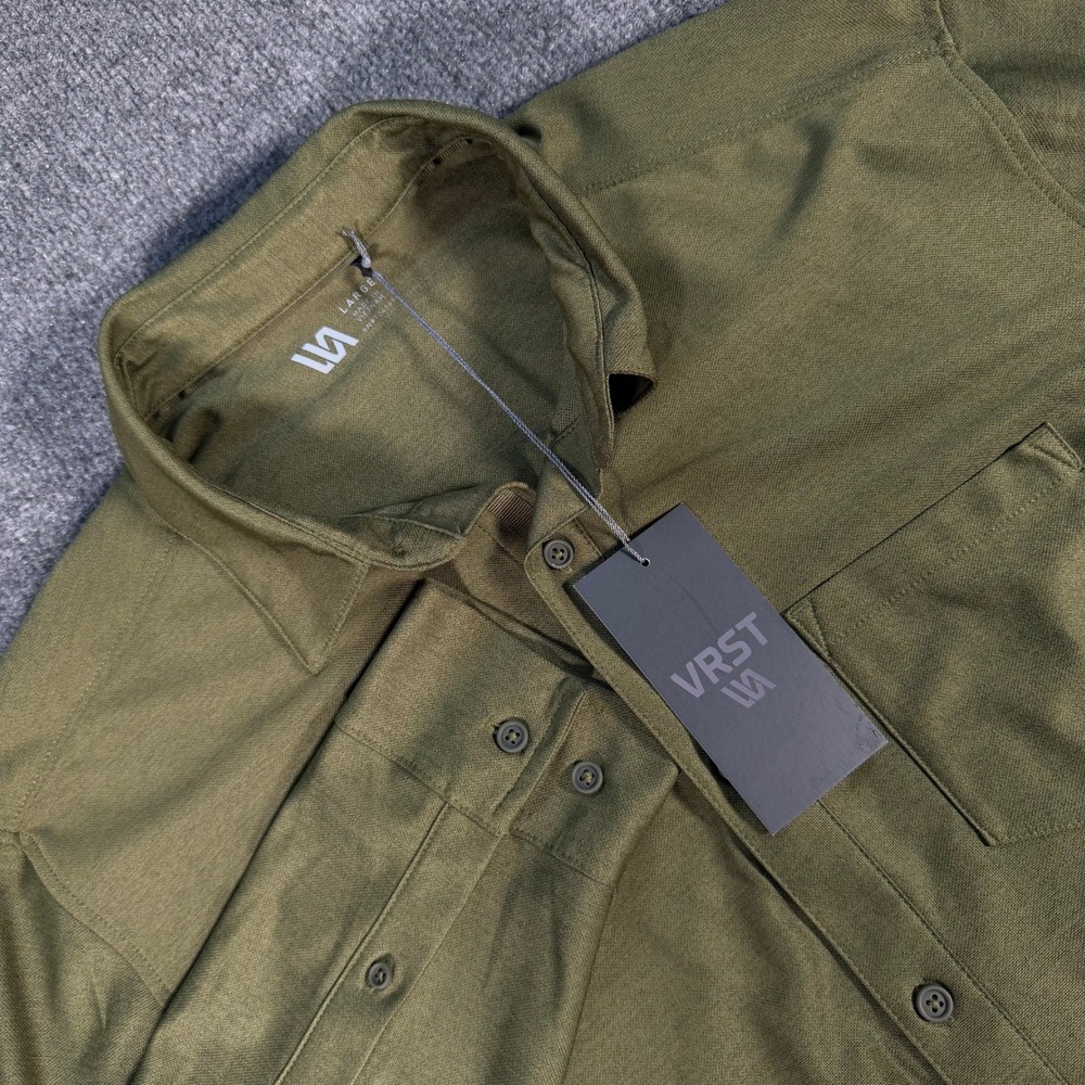 VRST Mens LS Button Down Shirt Forest Night Heather Green Large NWT #4339
